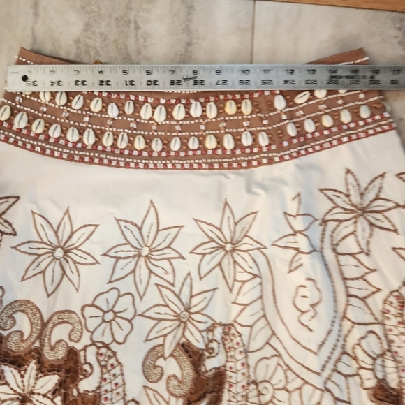 Embellished Boho Beachy Skirt SZ: 8 Cotton Blend Beaded Seahorse Pirate Shells - Picture 14 of 16